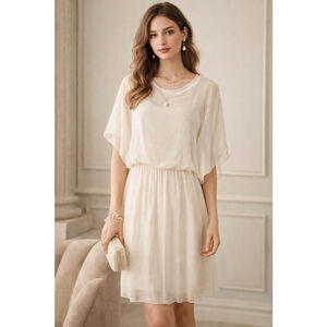 Sundance Baci Pink Chiffon Blouson Dress Womens Medium Silk Blend New